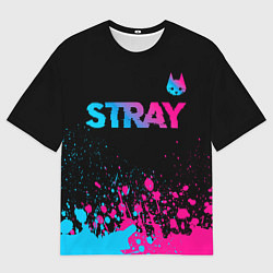 Футболка оверсайз мужская Stray - neon gradient logo, цвет: 3D-принт