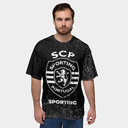 Футболка оверсайз мужская Sporting с потертостями на темном фоне, цвет: 3D-принт — фото 2
