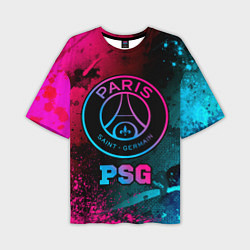 Мужская футболка оверсайз PSG - neon gradient