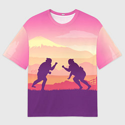 Мужская футболка оверсайз Сумо поединок на рассвете