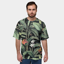 Футболка оверсайз мужская Цветы Зелёных Джунглей, цвет: 3D-принт — фото 2