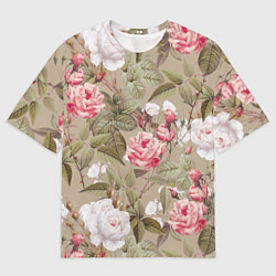 Футболка оверсайз мужская Белые и Красные Розы, цвет: 3D-принт