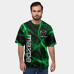 Футболка оверсайз мужская Mazda зеленые молнии, цвет: 3D-принт — фото 2