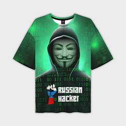 Футболка оверсайз мужская Russian hacker green, цвет: 3D-принт