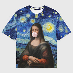 Футболка оверсайз мужская Мона Лиза Приколы - Звездная ночь, цвет: 3D-принт