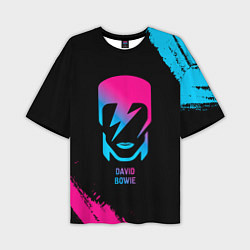 Мужская футболка оверсайз David Bowie - neon gradient