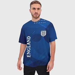 Футболка оверсайз мужская Сборная Англии Синяя Абстракция, цвет: 3D-принт — фото 2