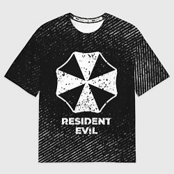 Футболка оверсайз мужская Resident Evil с потертостями на темном фоне, цвет: 3D-принт