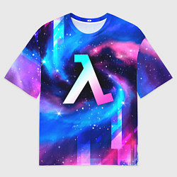 Футболка оверсайз мужская Half-Life неоновый космос, цвет: 3D-принт
