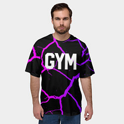 Футболка оверсайз мужская Gym - Трещины неоновые, цвет: 3D-принт — фото 2