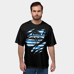Футболка оверсайз мужская Спецназ ГРУ - порванная, цвет: 3D-принт — фото 2