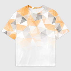 Футболка оверсайз мужская Однотонный белый и желто-серый геометрический, цвет: 3D-принт