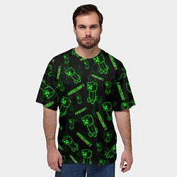 Футболка оверсайз мужская Minecraft - Creeper салатовый неон, цвет: 3D-принт — фото 2