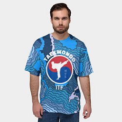 Футболка оверсайз мужская ТХЭКВОНДО ITF МОРСКИЕ ВОЛНЫ, цвет: 3D-принт — фото 2