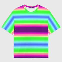 Мужская футболка оверсайз Яркие разноцветные размытые полосы