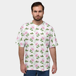 Футболка оверсайз мужская Садовые розы, паттерн, цвет: 3D-принт — фото 2