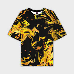 Мужская футболка оверсайз Огненная лава флюид