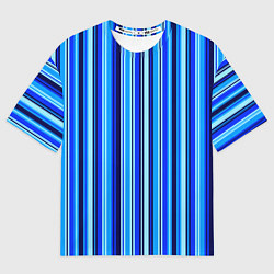 Мужская футболка оверсайз Сине голубые полосы