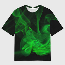 Футболка оверсайз мужская Зелёный абстрактный дым, цвет: 3D-принт