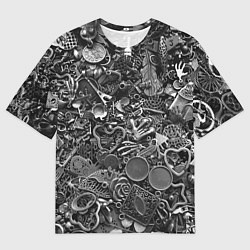 Мужская футболка оверсайз Металлические шильдики и брелоки - стимпанк
