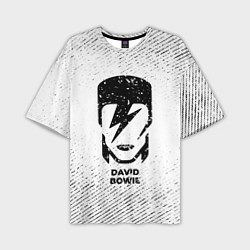 Мужская футболка оверсайз David Bowie с потертостями на светлом фоне