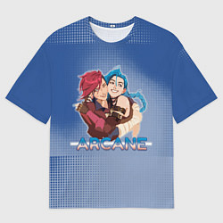 Мужская футболка оверсайз Arcane - Джинкс и Вай