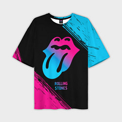 Мужская футболка оверсайз Rolling Stones - neon gradient