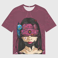 Футболка оверсайз мужская Кибер-девушка, цвет: 3D-принт