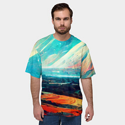 Футболка оверсайз мужская Космический ландшафт, цвет: 3D-принт — фото 2