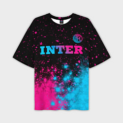 Мужская футболка оверсайз Inter - neon gradient: символ сверху
