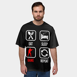 Футболка оверсайз мужская Eat, sleep, Counter Strike, repeat, цвет: 3D-принт — фото 2