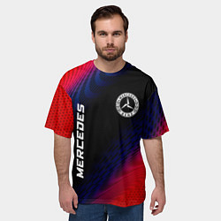 Футболка оверсайз мужская Mercedes красный карбон, цвет: 3D-принт — фото 2