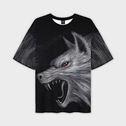 Мужская футболка оверсайз Агрессивный волк