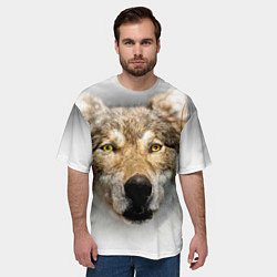 Футболка оверсайз мужская Волк: зима, цвет: 3D-принт — фото 2