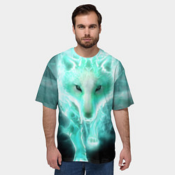 Футболка оверсайз мужская Волк из света, цвет: 3D-принт — фото 2