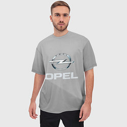 Футболка оверсайз мужская Opel - серая абстракция, цвет: 3D-принт — фото 2