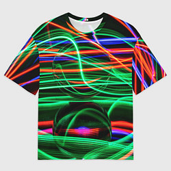 Футболка оверсайз мужская Абстрактное множество цветных линий, цвет: 3D-принт