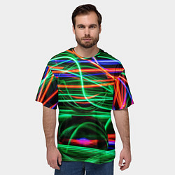 Футболка оверсайз мужская Абстрактное множество цветных линий, цвет: 3D-принт — фото 2