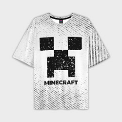Мужская футболка оверсайз Minecraft с потертостями на светлом фоне