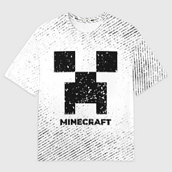 Футболка оверсайз мужская Minecraft с потертостями на светлом фоне, цвет: 3D-принт