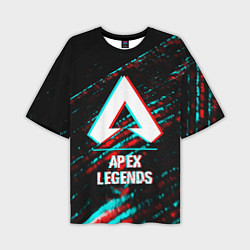 Футболка оверсайз мужская Apex Legends в стиле glitch и баги графики на темн, цвет: 3D-принт