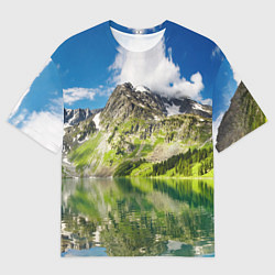 Футболка оверсайз мужская Живописное горное озеро, цвет: 3D-принт