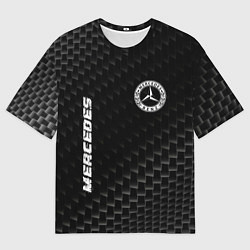 Футболка оверсайз мужская Mercedes карбоновый фон, цвет: 3D-принт