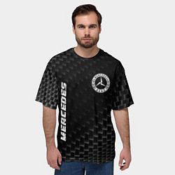 Футболка оверсайз мужская Mercedes карбоновый фон, цвет: 3D-принт — фото 2