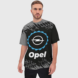 Футболка оверсайз мужская Opel в стиле Top Gear со следами шин на фоне, цвет: 3D-принт — фото 2