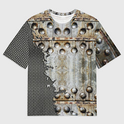 Футболка оверсайз мужская Клепаный рваный металл, цвет: 3D-принт