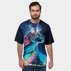 Футболка оверсайз мужская Неоновый сказочный леопард, цвет: 3D-принт — фото 2
