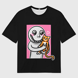 Мужская футболка оверсайз Человек и кот