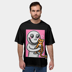 Футболка оверсайз мужская Человек и кот, цвет: 3D-принт — фото 2