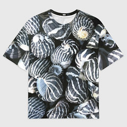 Футболка оверсайз мужская Паттерн из океанских ракушек, цвет: 3D-принт